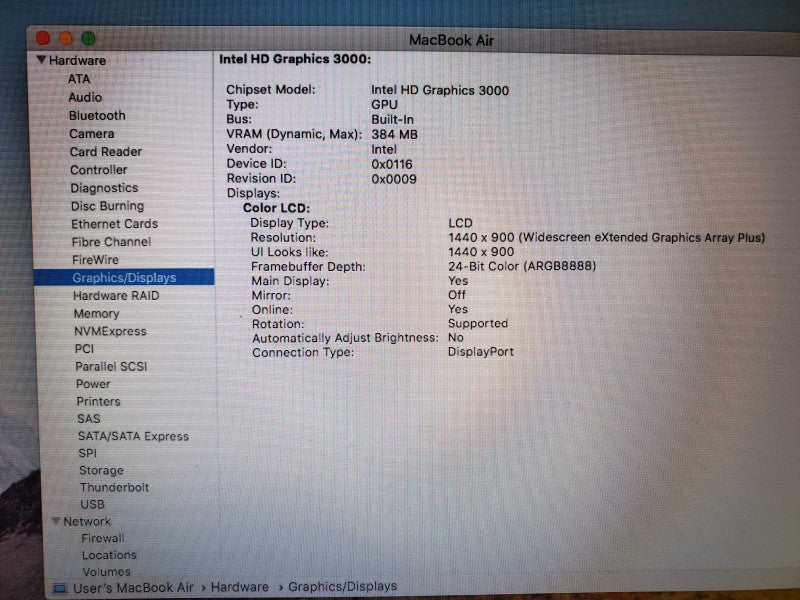Macbook Air 2011 13\\" Core i5-2557M @ 1.7 GHz 4GB Ram 120GB SSD (