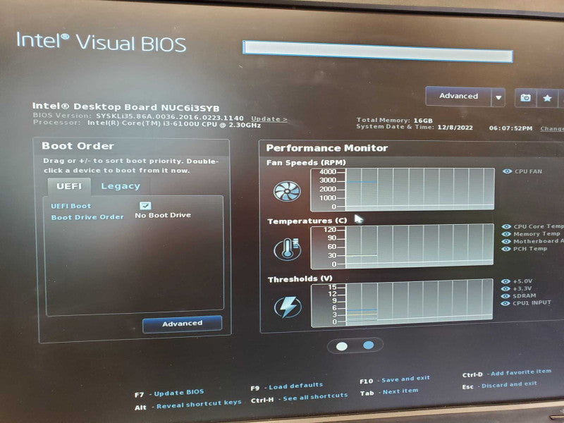 Intel NUC NUC6i3SYK Core i3-6100U @ 2.30GHz 16GB DDR4 NO SSD (