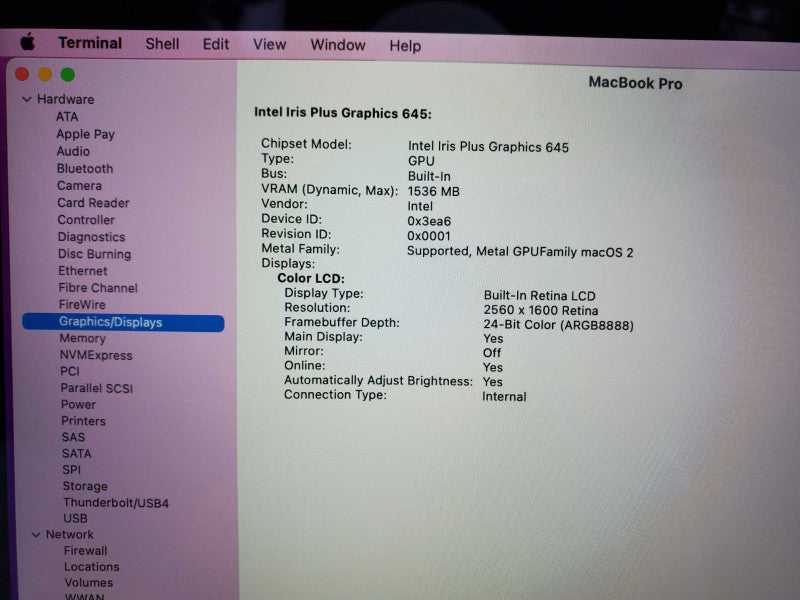 MacBook Pro 2019 13\\" Core i5-8257U @ 1.4 GHz 8GB Ram 250GB SSD (