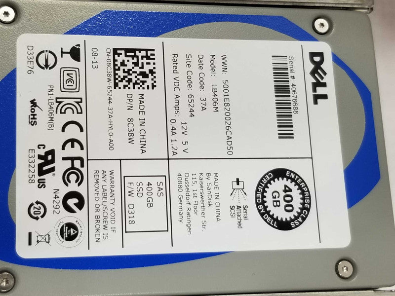 Dell PowerEdge R720, 2x Xeon E5-2630 2.3GHz 6C/64GB, H710p Mini, 8x 400GB SAS SSDs ~