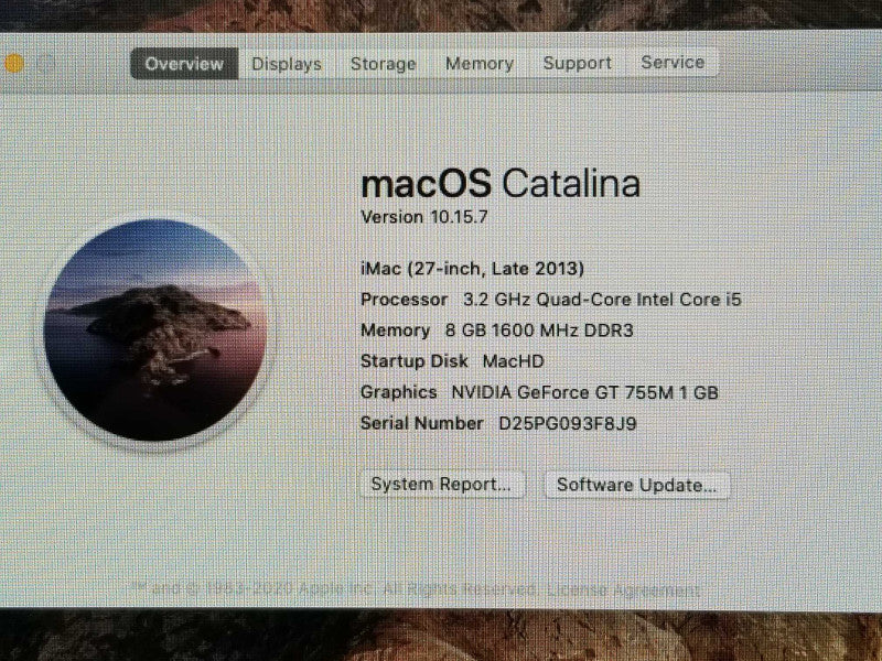 Apple iMac L2013 27\\" Core i5 3.2GHz 8GB, 1TB HDD Catalina GeForce GT 755M 1G _