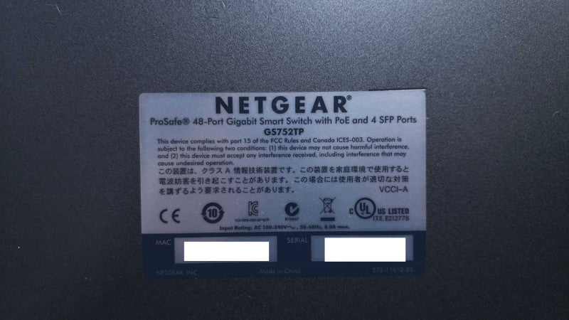 Netgear ProSafe GS752TP 48 Port Gigabit Smart Switch w/ PoE + 4 SFP [
