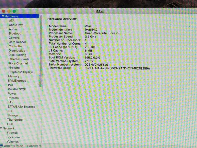 Apple iMac L2013 27\\" Core i5-4570 3.2GHz 8GB 1TB Catalina GeForce GT 755M 1G _
