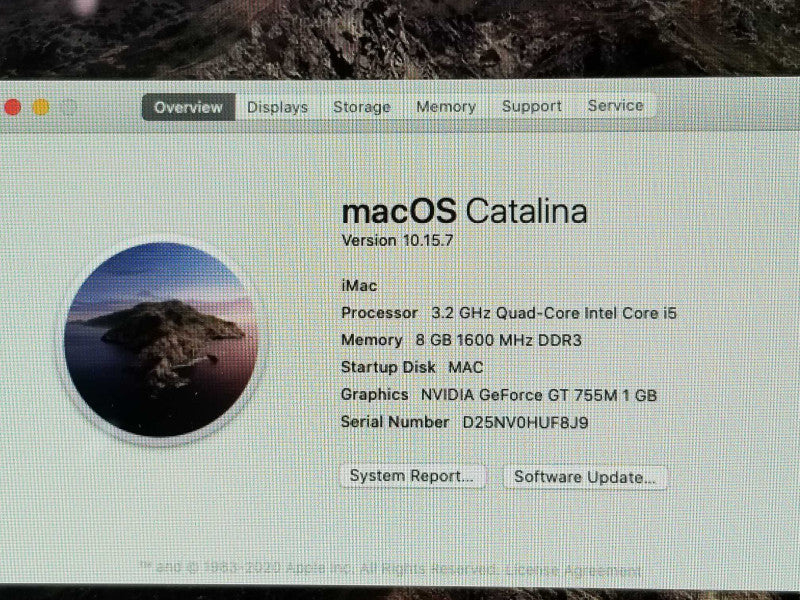 Apple iMac L2013 27\\" Core i5-4570 3.2GHz 8GB 1TB Catalina GeForce GT 755M 1G _