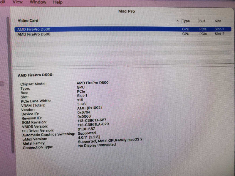 Mac Pro 2013 Xeon E5-1650 v2 @ 3.5GHz 64GB Ram 1TB SSD 2x FirePro D500 3GB (