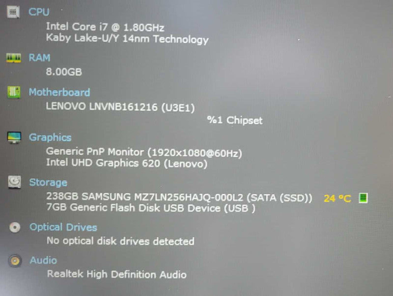 Lenovo IdeaPad 330S 15\\" Core i7-8550U @ 1.8 GHz 8GB DDR4 250GB SSD  (
