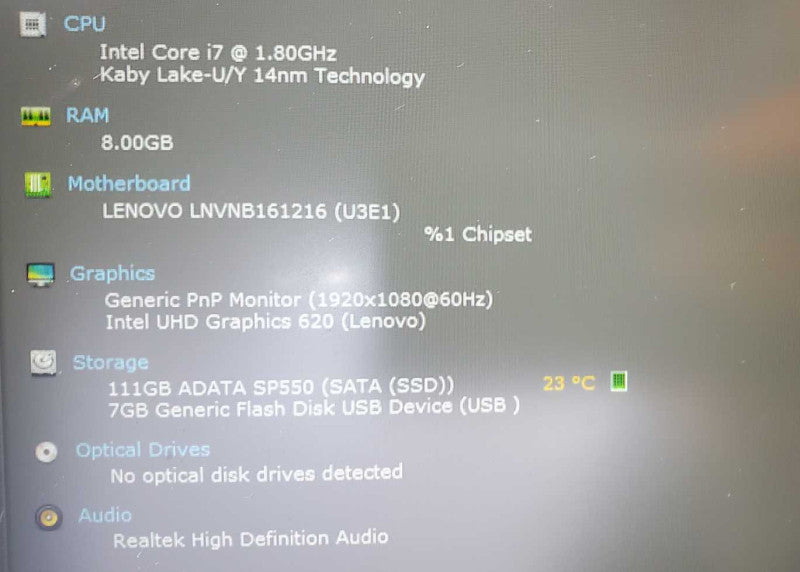 Lenovo IdeaPad 330S 15\\" Core i7-8550U @ 1.8 GHz 8GB DDR4 120GB SSD (