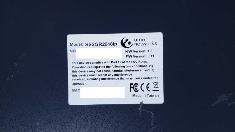 Amer networks SS2GR2048ip Ethernet Switch 48-Port GbE PoE 2xSFP 2x SFP+ 10G [