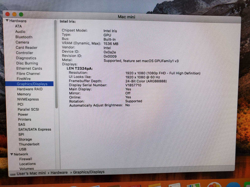 Mac Mini 2014 A1347 Core i7-4578U @ 3.0 GHz 8GB Ram 1TB HDD (