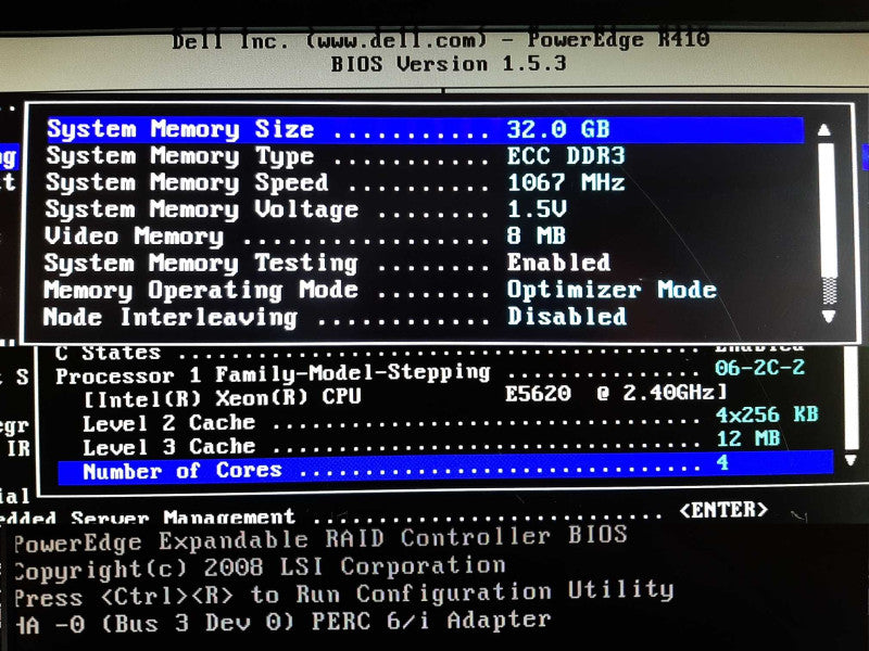 Dell PowerEdge R410 Xeon E5620 @ 2.4GHz 32GB RAM PERC 6/i - NO HDD/ Caddies +