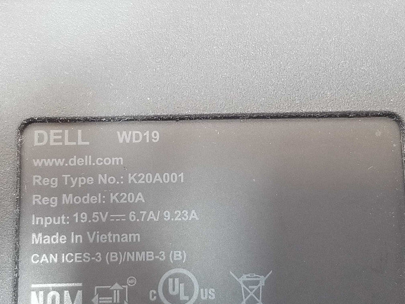 Dell WD19 K20A Docking Station HDMI Dual Display Port K20A001 NO Adapter _
