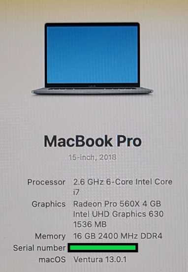 Macbook Pro 2018 15\\"  i7-8850H 2.6GHz 16GB RAM 512GB SSD Radeon Pro 560x 4GB  $