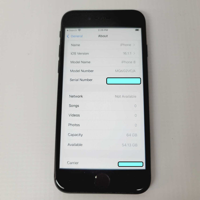 Iphone 8, 64GB, Carrier Unlocked, MQ6G2VC/A, A1905