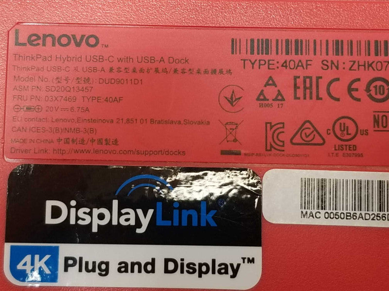 Lenovo ThinkPad Hybrid USB-C with USB-A Dock 40AF Docking Station _
