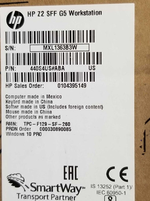 NEW HP Z2 SFF WS, Core I7-10700 2.9GHz 16GB DDR4 500GB SSD, HP Warranty to 2024 _