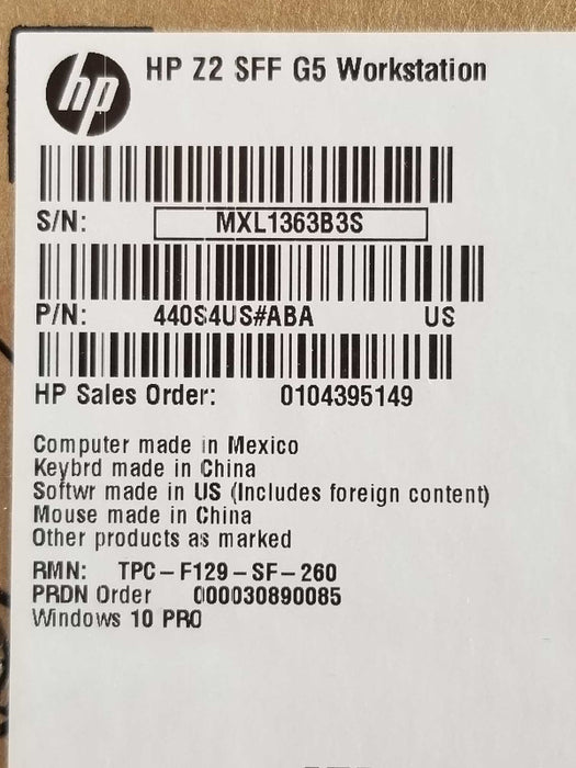 NEW HP Z2 SFF WS, Core I7-10700 2.9GHz 16GB DDR4 500GB SSD, HP Warranty to 2024 _