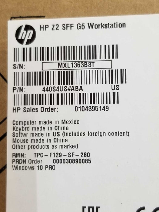 NEW HP Z2 SFF WS, Core I7-10700 2.9GHz 16GB DDR4 500GB SSD, HP Warranty to 2024 _