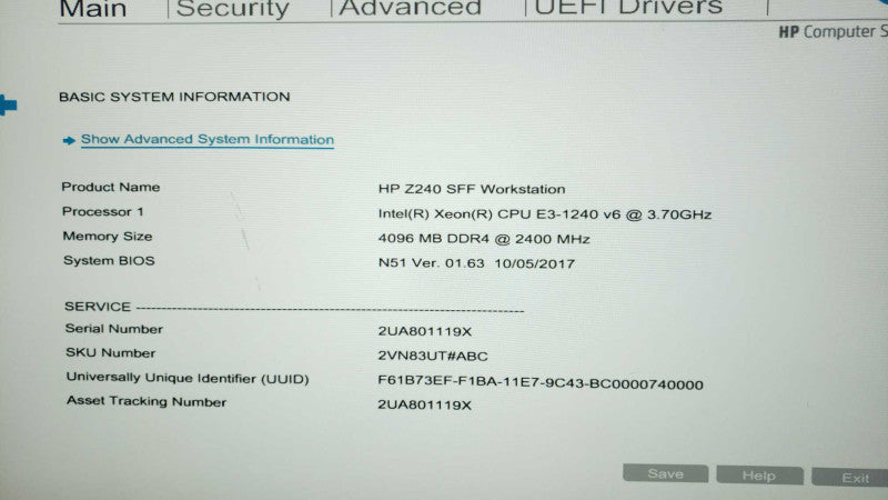 HP Z240 SFF Workstation Xeon E3-1240v6@3.7GHz 4GB DDR4 P600 No HDD [