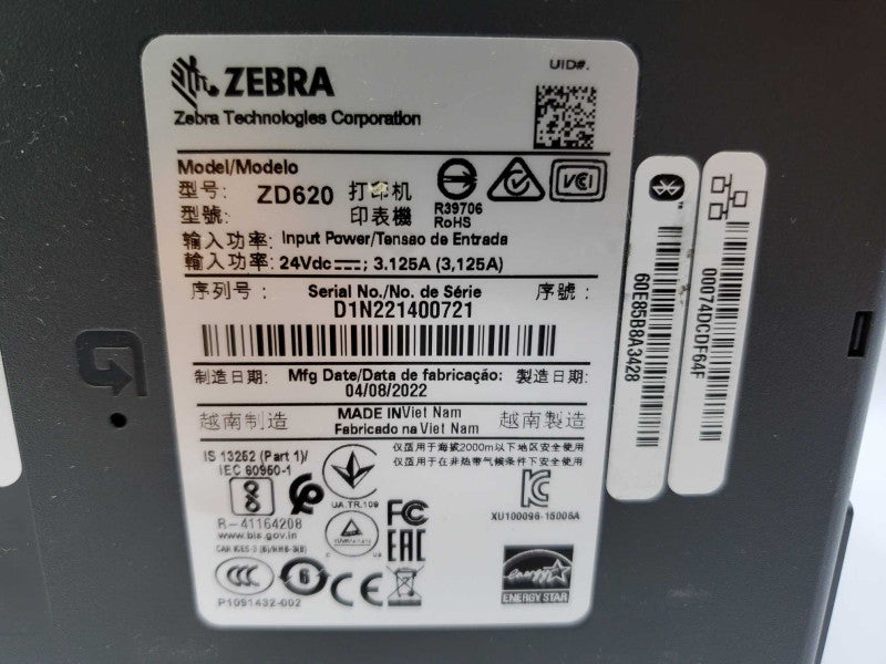 Zebra ZD620 Printer ZD62043-T01F00EZ *AS IS* (