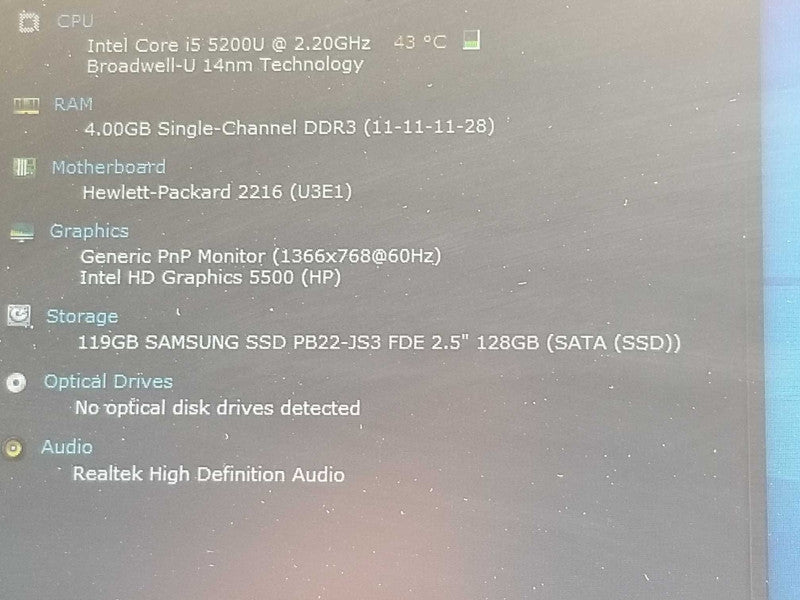 HP EliteBook 840G2, Core I5-5200U 2.2GHz, 4GB RAM, 128GB SSD, 14\\"  _
