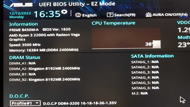 Custom PC Ryzen 3 2200G @ 3.5ghz / 16gb ram / AM4 Prime B450M-A #