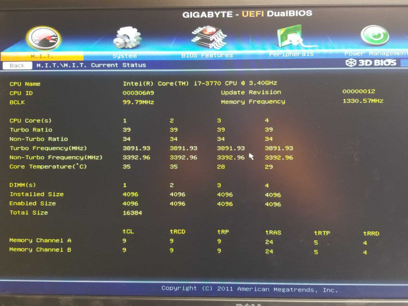 Custom/Gigabyte Tower PC, Core I7-3770 3.4GHz, 16GB RAM, No HDD _