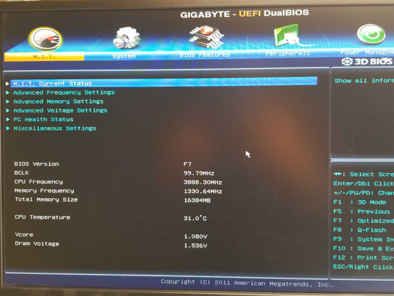 Custom/Gigabyte Tower PC, Core I7-3770 3.4GHz, 16GB RAM, No HDD _