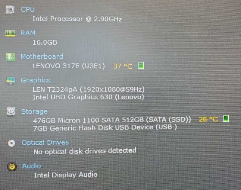 Lenovo Ideacentre 3 Core i5-10400 @ 2.9GHz 16GB DDR4 500GB SSD (