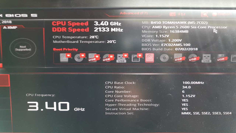 Custom PC Ryzen 5 2600 @ 3.40ghz / 16gb ram / Tomahawk B450 / FirePro W7100 #