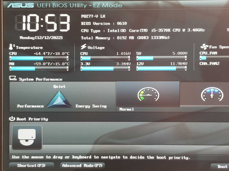 Custom/Asus Tower PC, Core I5-3570K 3.4GHz, 8GB RAM, No HDD _
