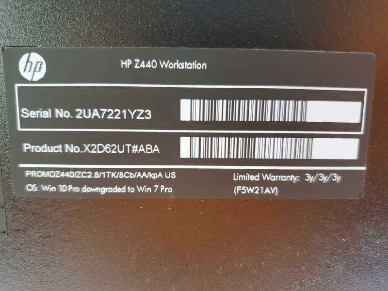 HP Z440 Xeon E5-1603 v4 @ 2.8 GHz 64GB DDR4 No HDD Nvidia NVS 310 (