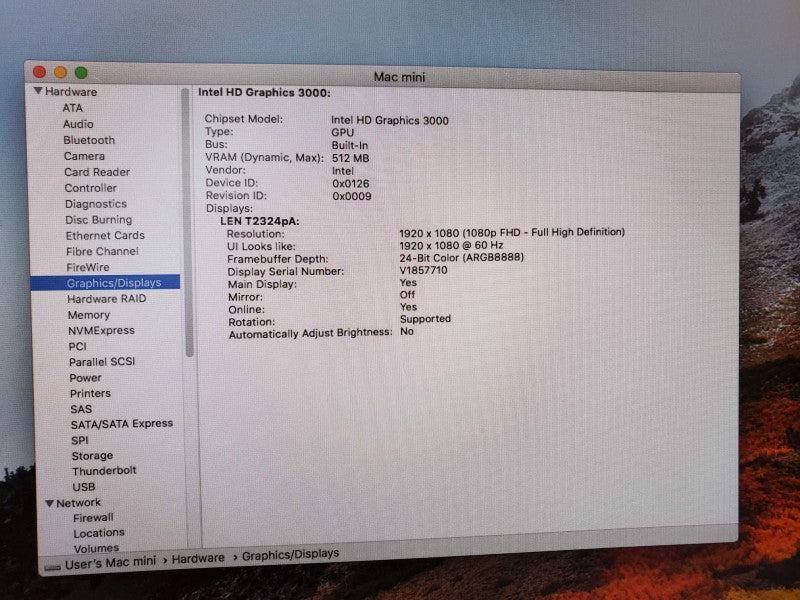 Mac Mini 2011 Core i5-2415M @ 2.3 GHz 16GB Ram 500GB HDD (