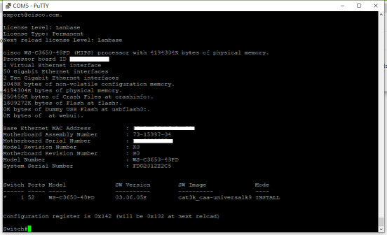 Cisco Catalyst WS-C3650-48PD 48-Port PoE+ 2x10G Gigabit Ethernet Switch +