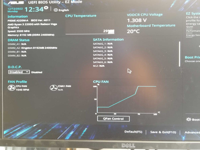 Custom/Asus PC, AMD Ryzen 3 2200G 3.5GHz, 87GB DDR4, No HDD _
