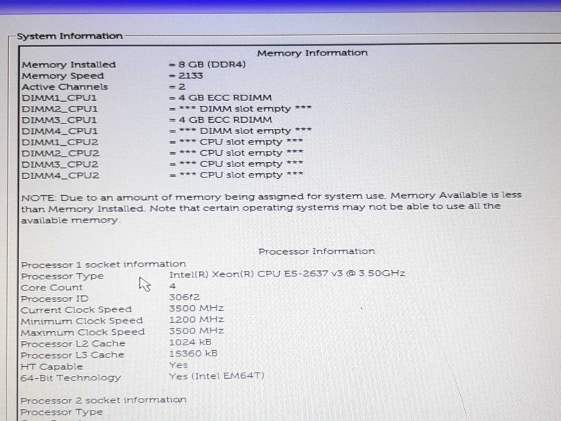 Dell Precision Tower 7810 Xeon E5-2637v3 @ 3.5GHz 8GB RAM - No HDD/GPU +