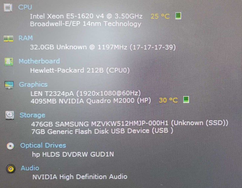 HP Z440 Xeon E5-1620 v4 @ 3.5GHz 32GB DDR4 500GB M.2 Nvidia Quadro M2000 4GB (