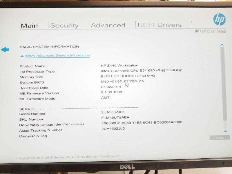 HP Z440 WS, Xeon E5-1620v3 3.5GHz, 8GB DDR4, No HDD, No GPU, Read _