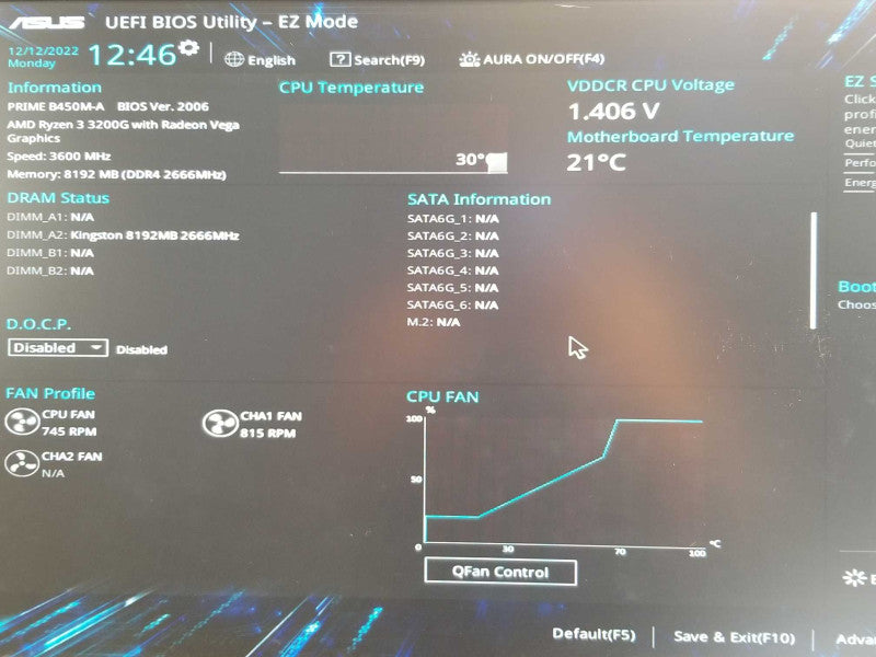 Custom/ Asus Desktop PC, AMD Ryzen 3 3200G 3.6GHz, 8GB DDR4, No HDD _