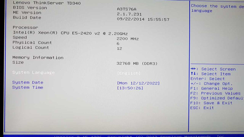 Lenovo TD340 Xeon E5-2420 V2 @ 2.20ghz / 32gb ram / LSI 9240-8i raid ctrl #