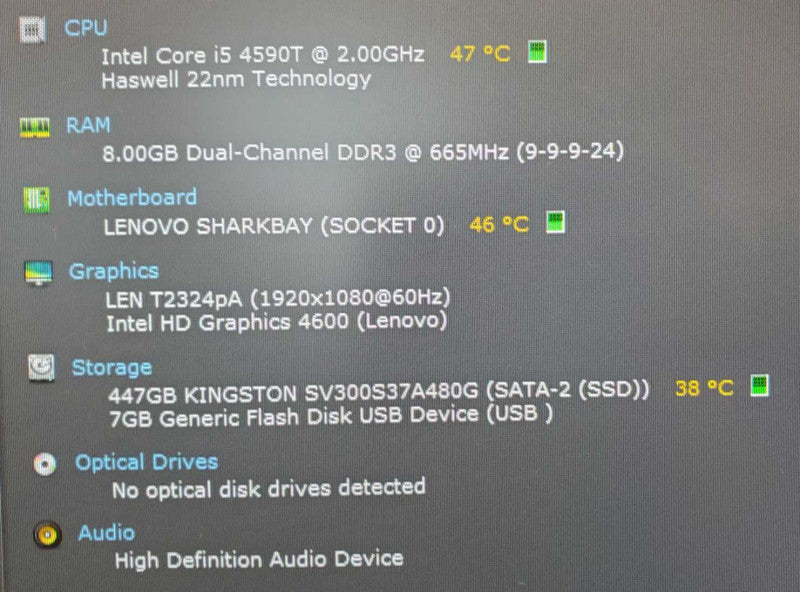 Lenovo ThinkCentre M73 Core i5-4590T @ 2.0 GHz 8GB Ram 500GB SSD (