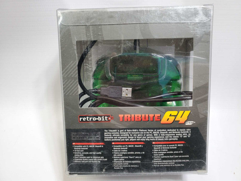 Retro-Bit Tribute N64 USB Controller for PC/Mac, Nintendo Switch OPEN BOX