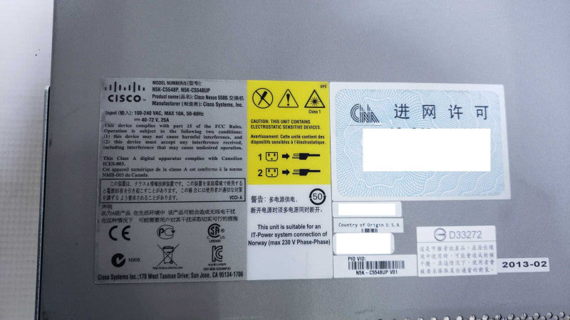 Cisco N5K-C5548UP Nexus 5548UP Dual 750W PSU 32 SFP 10G Port Switch [