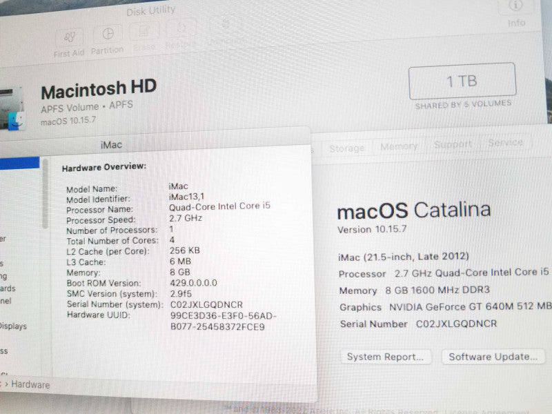 iMac 21.5\\" - L.2012 A1418, i5-3330S 2.7GHz/8GB, nVidia GT 640M, 1TB HDD, ~