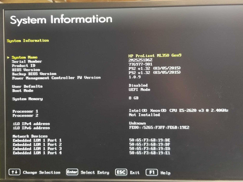 HP Proliant ML350 Gen9, 1x Xeon E5-2620v3 2.4GHz, 8GB, P440ar, 2x PSU, 8x 2.5\\" _