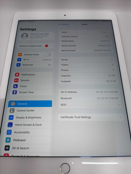 iPad air 2 9.7\\" 32gb A1566 WiFi / Factory Reset unlocked #