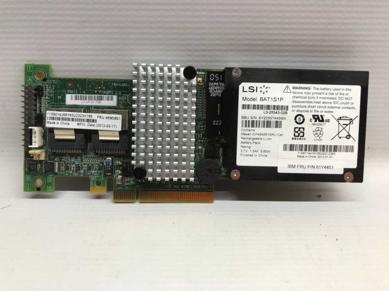 BM 46M0851 LSI L3-25121-79B MegaRAID SAS SATA Controller