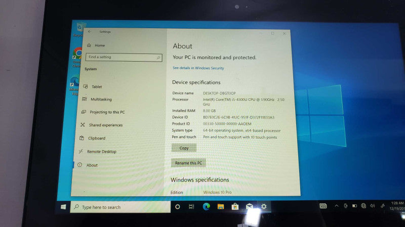 Microsoft Surface 1601 10.3\\" i5-4300U@1.9GHz 8GB DDR4 256G SSD READ [