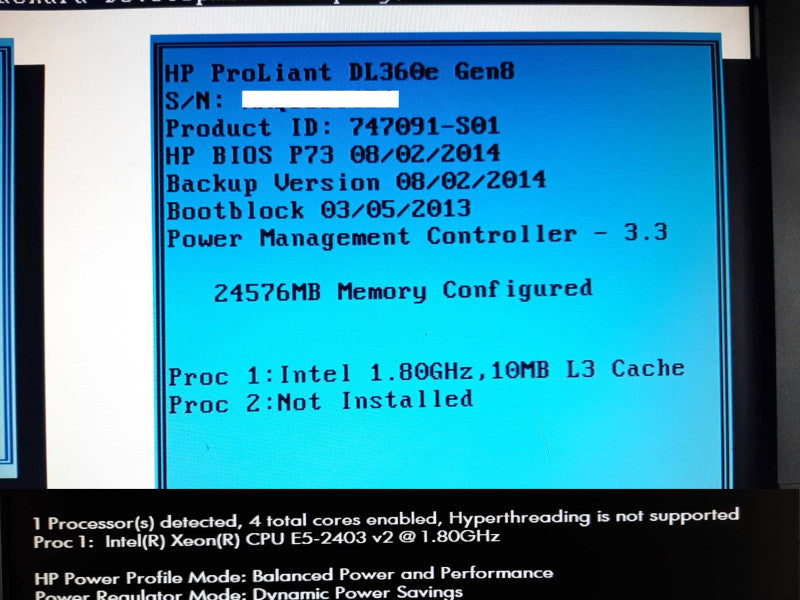 HP ProLiant DL360e Gen8 Xeon E5-2403v2@1.8GHz 24GB RAM -No HDD/Controller READ +