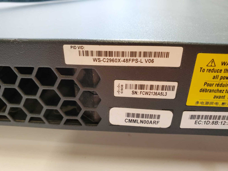 Cisco WS-C2960X-48FPS-L 48x Port PoE 740W LAN Base Network Switch *FAIL* (