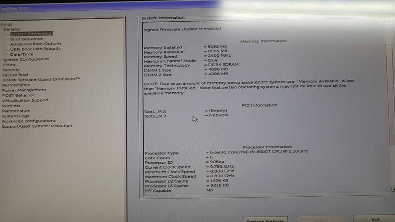 Dell Optiplex 3060 I5-8500T @ 2.10ghz / 8gb ddr4 ram / READ  #